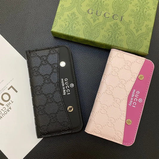 black and pink Gucci Leather Card Case Wallet