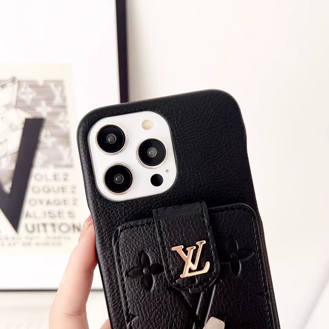 black louis vuitton phone case with card holder