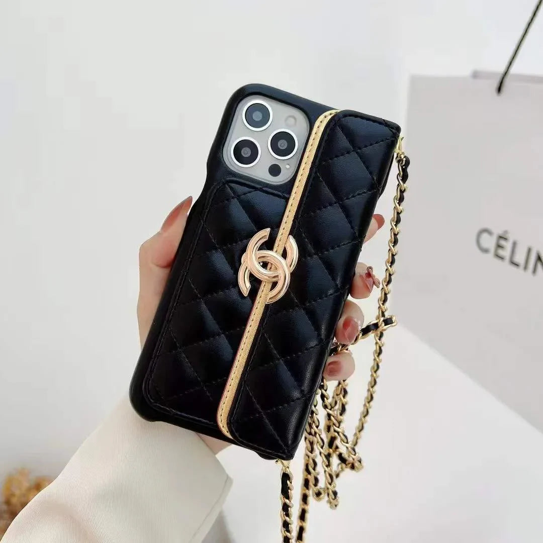 Chanel Phone Holder With Chain