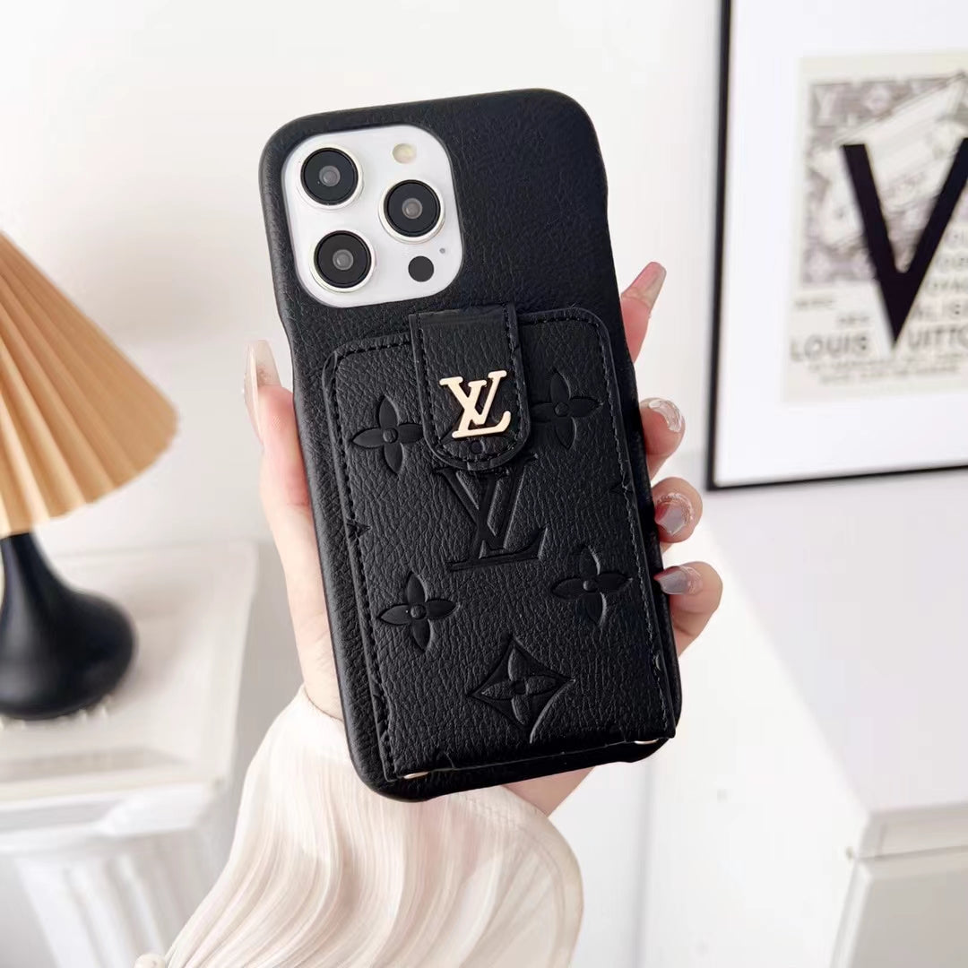 black louis vuitton phone case with card holder