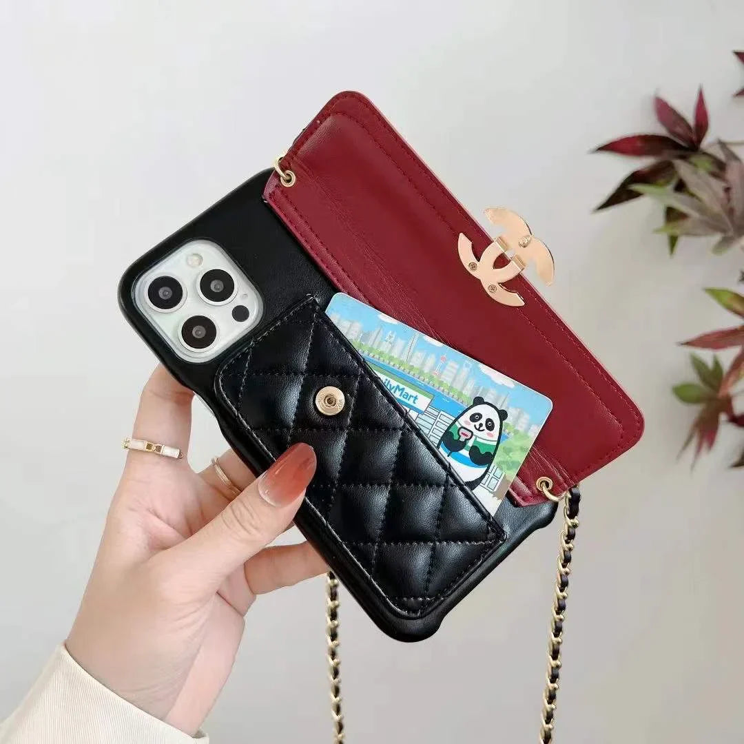 best black wallet chanel phone case