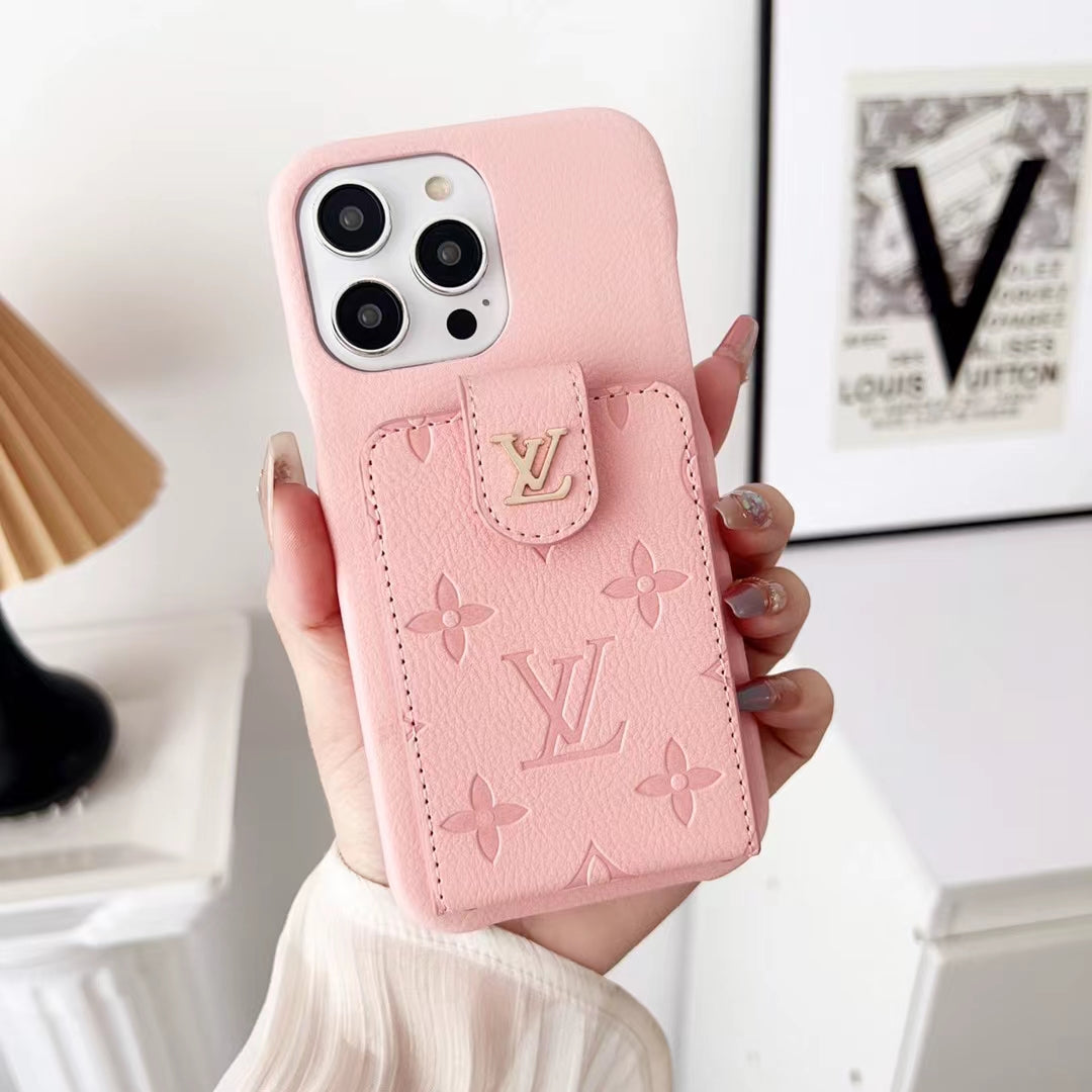 pink louis vuitton phone case with card holder