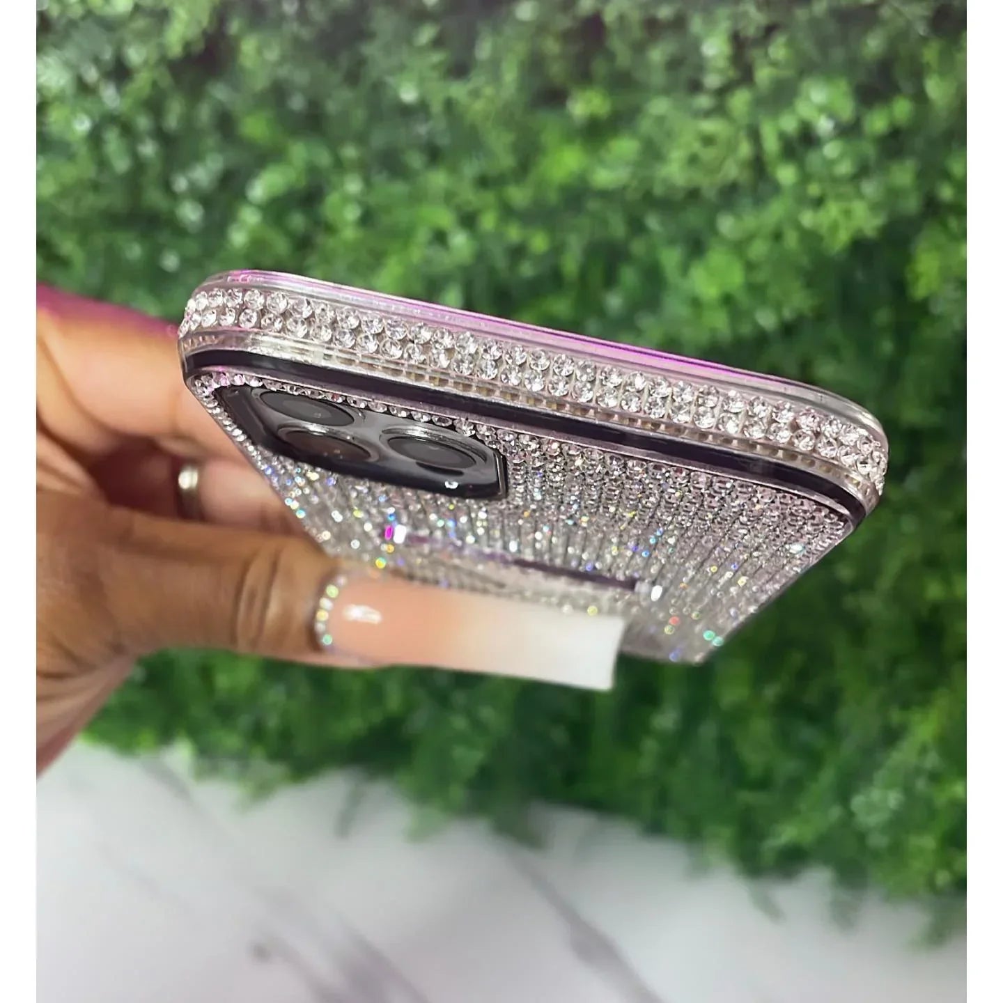 white Prada Crystal Phone Case