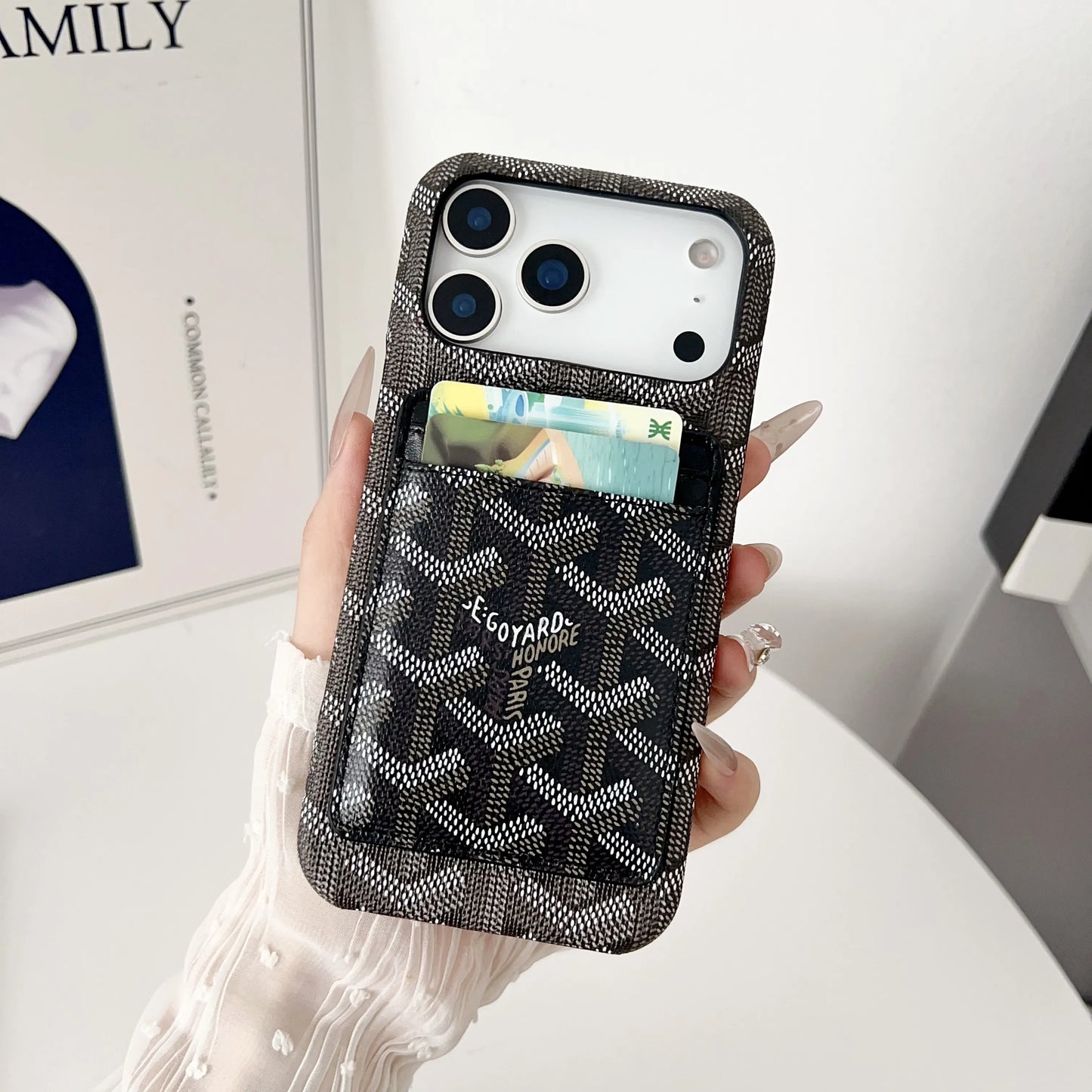 Black Goyard iPhone 17 Pro Max Case
