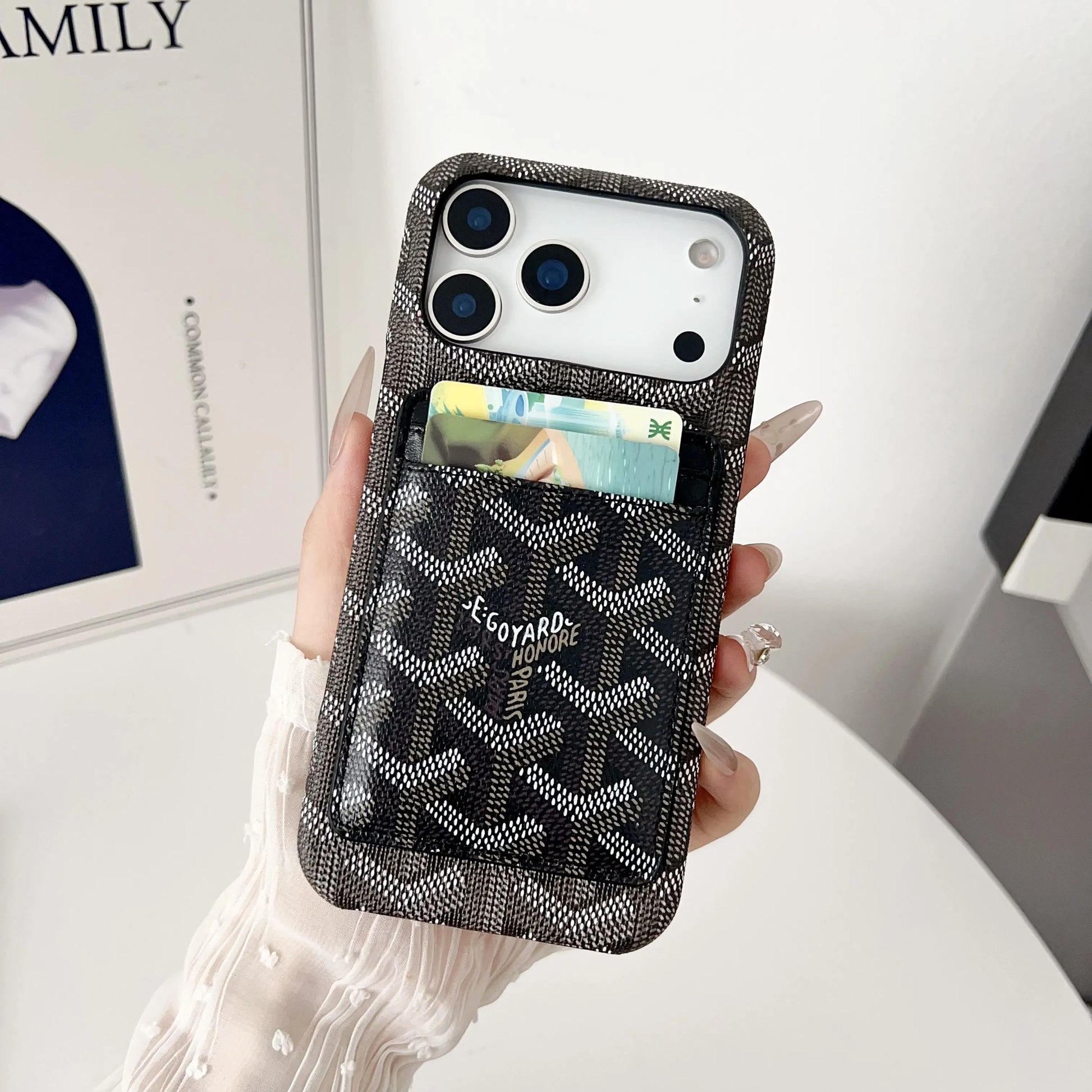 Black Goyard iPhone 17 Pro Max Case