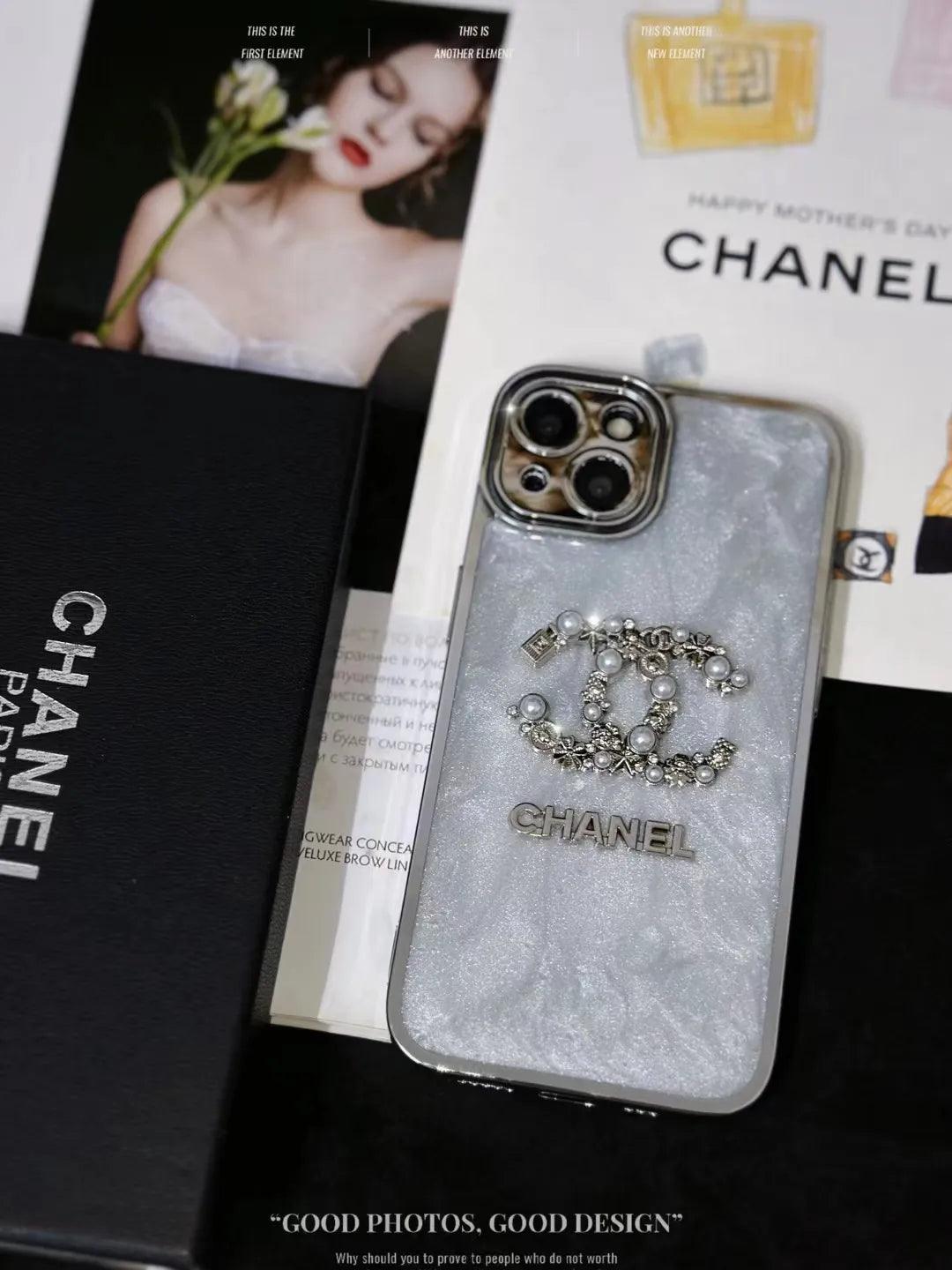 white Chanel Iphone 15 Pro Max Case