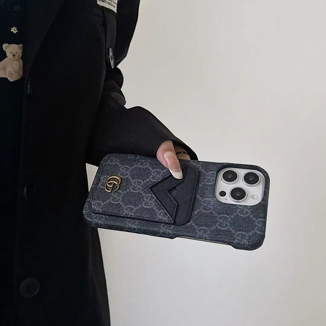 Monogrammed leather iPhone case	
