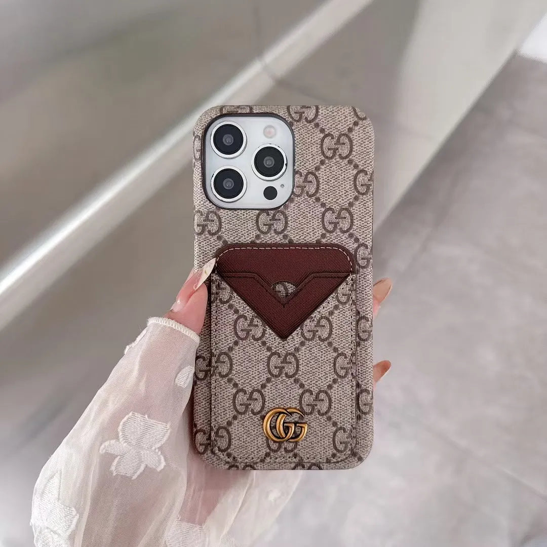 Monogrammed leather iPhone case	