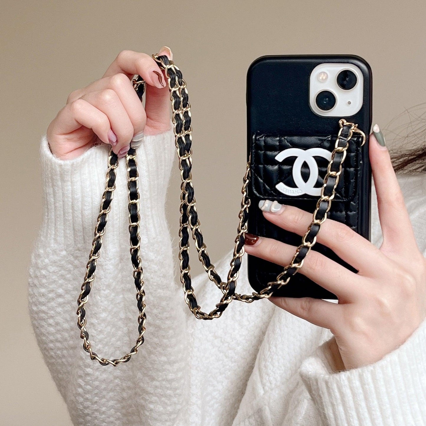 chanel phone case on chain