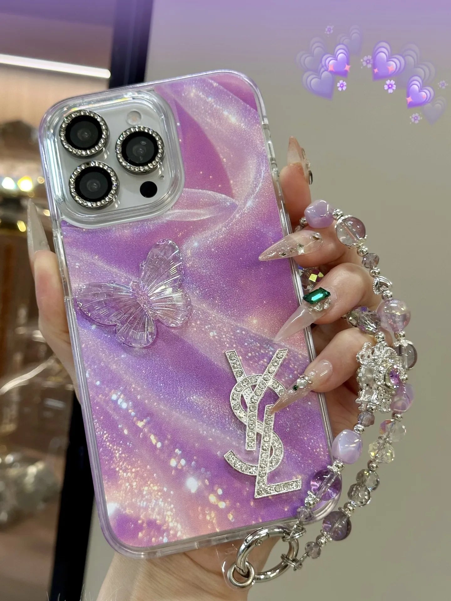 the luxury Pink ysl phone case