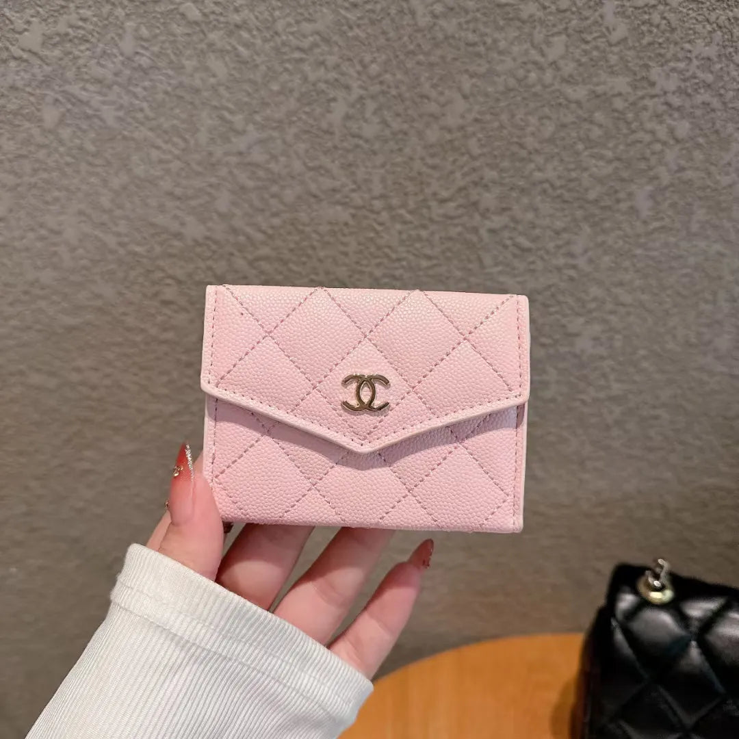 pink chanel card holder