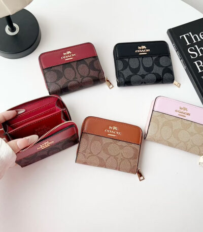 Coach-Style Designer Wallet Zipper Card Holder