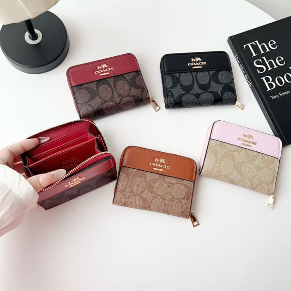 Coach-Style Designer Wallet Zipper Card Holder