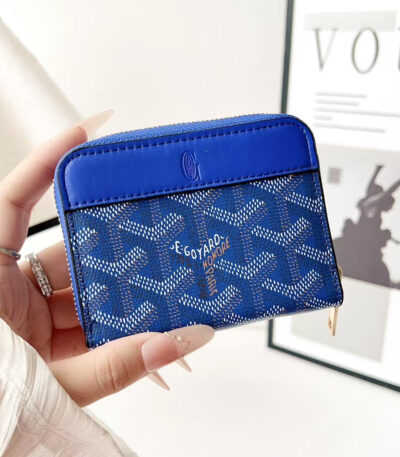 Goyard-Style Luxury Zipper ID Card Holder