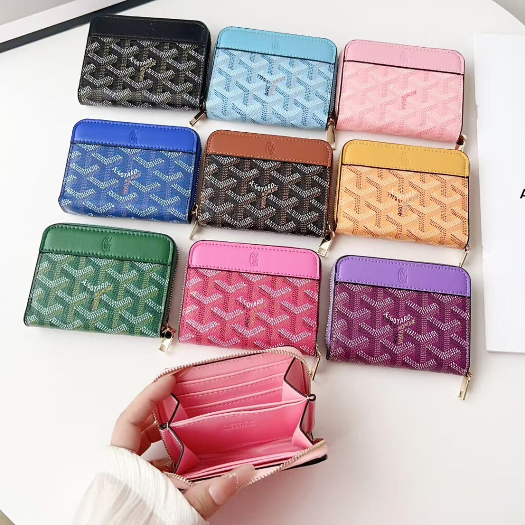 Goyard-Style Luxury Zipper ID Card Holder